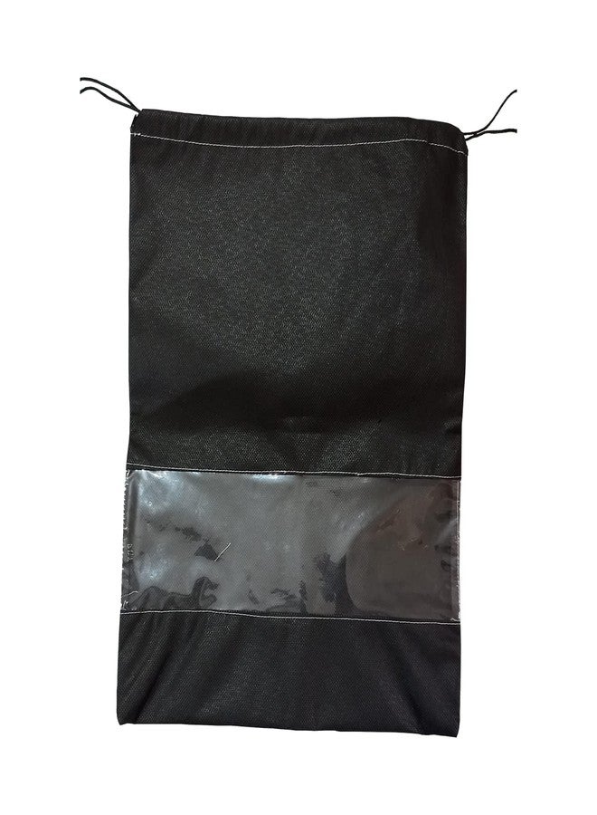 KUDIZE حقيبة أحذية برباط من KUDIZE، أكياس غير منسوجة للاستخدام مرة واحدة، نافذة شفافة لتخزين الأحذية، حقيبة أحذية للسفر والغسيل، حقيبة أحذية للنساء والرجال، مستلزمات السفر الأساسية (أسود، عبوة من 48 كيسًا) - Image 2